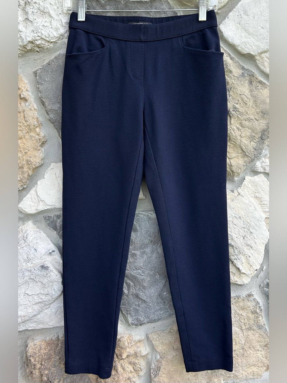Lafayette 148 Pull On Pants Size S Petite Navy Blue Business Casual Stretchy